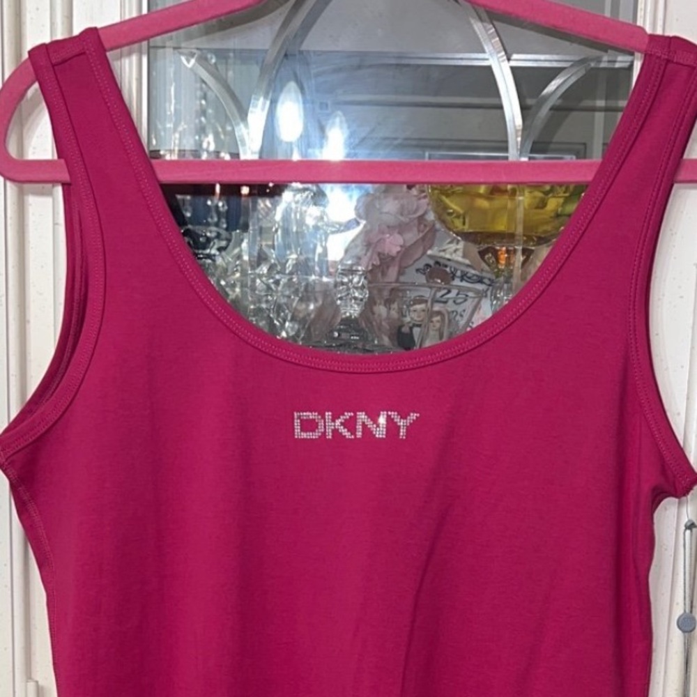 NWT DKNY Sport dark pink tank body con dress size L
